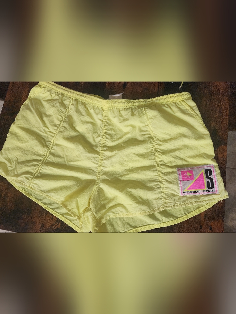 Vinatge 90s Sideout Sport Neon Yellow Volleyball Shorts In L